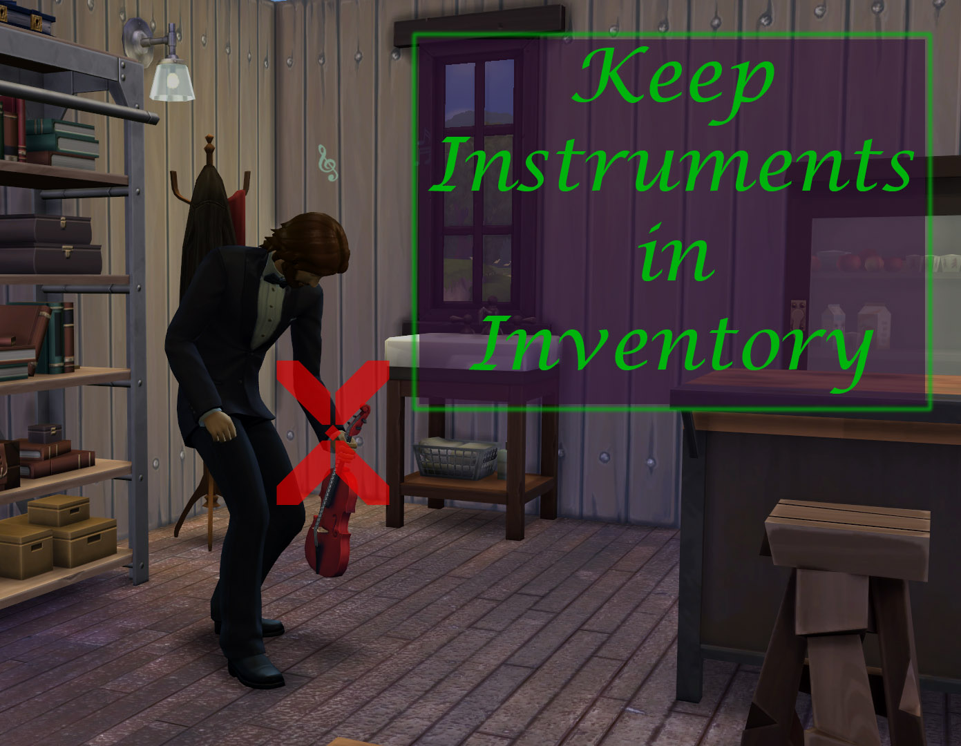 Mod bỏ nhạc cụ vào trong túi The Sims 4